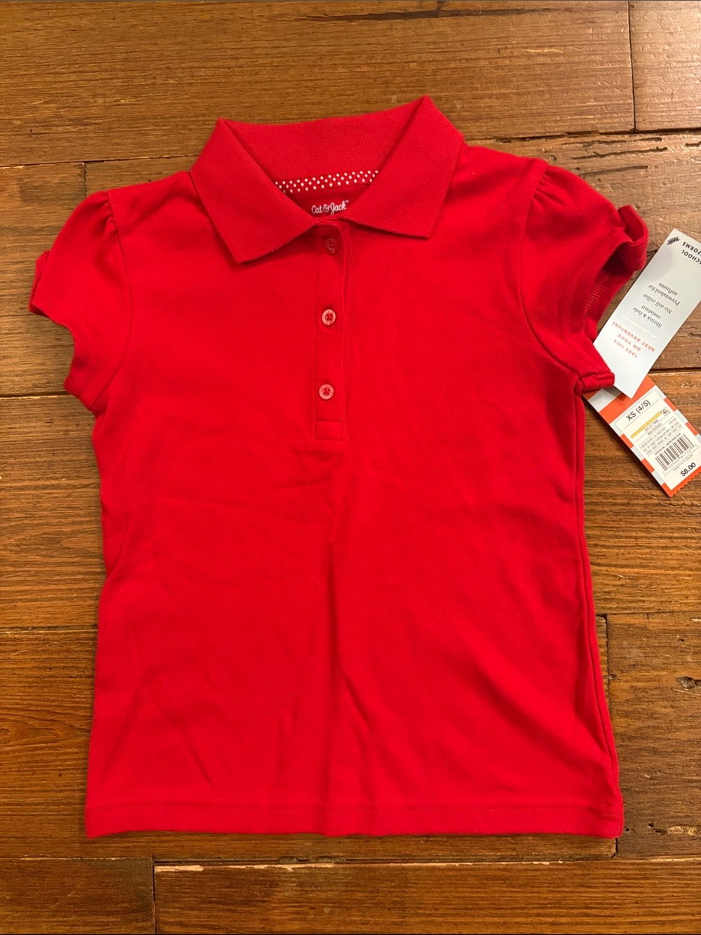 Cat & Jack Red Girls Polo with Puff Short Sleeves School Uniform